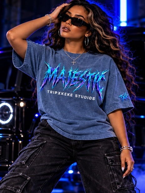 MAJESTIC blue shirt, front view