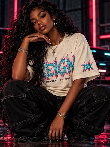 REIGN ivory shirt, seated view