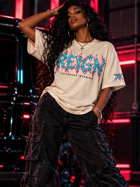 REIGN ivory shirt, standing view