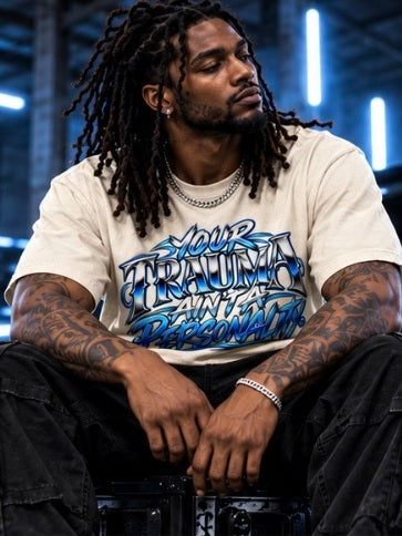 Your Trauma Ain’t a Personality shirt, seated model view